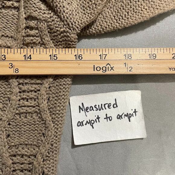 Y2K 2000s Mossimo Shrug Size Medium Mocha Mousse Bolero Cardigan Cable Knit Boho - Picture 8 of 9
